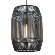 Golden 6073-O1P NB-BCW - Golden Lighting Seabrooke 1-light Outdoor Pendant in Natural Black and Black Composite Wicker